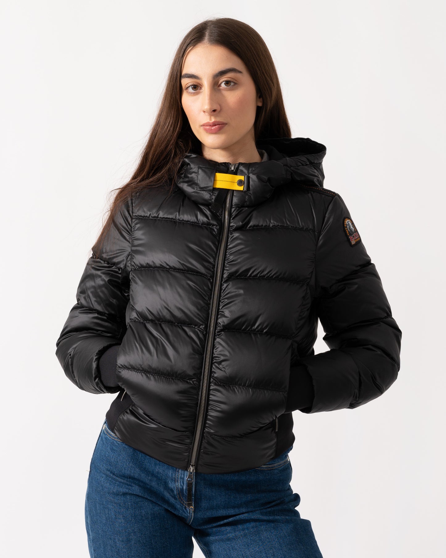 Parajumpers Mariah Womens Hooded Down Bomber - Black 541 - CHO - Designer Womens Bomber Jackets