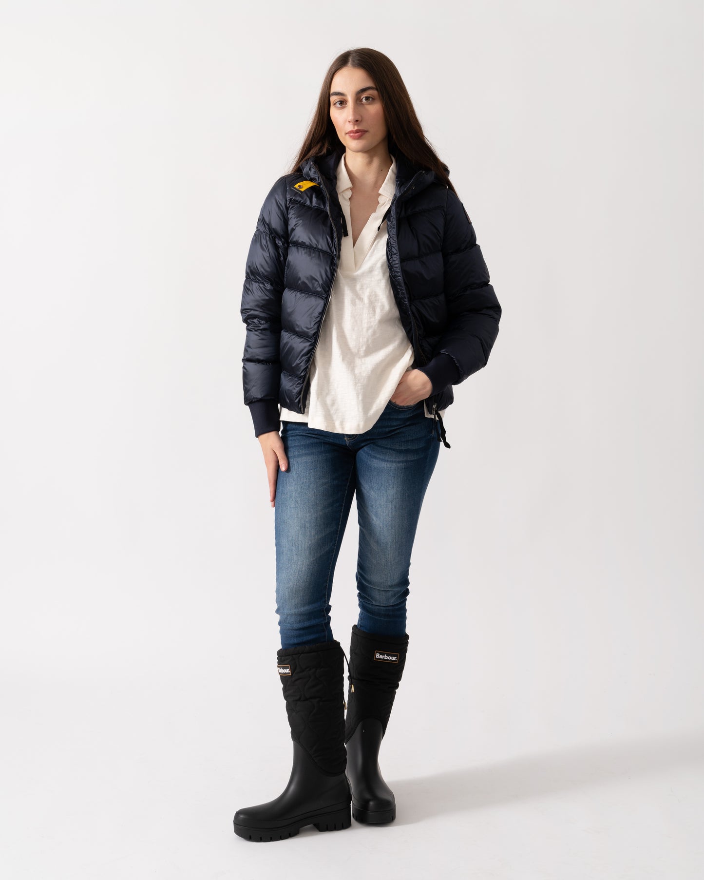 Parajumpers Mariah Womens Hooded Down Bomber - Blue Navy 316 - CHO - Designer Womens Bomber Jackets