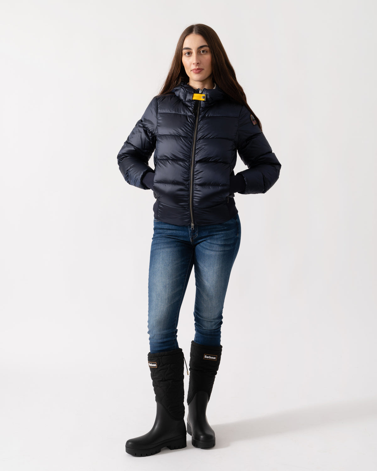 Parajumpers Mariah Womens Hooded Down Bomber - Blue Navy 316 - CHO - Designer Womens Bomber Jackets