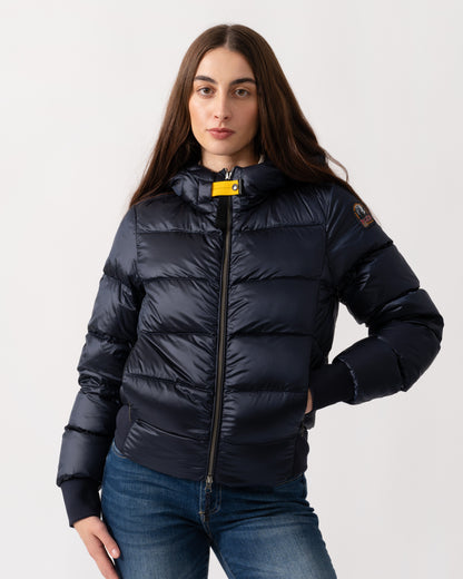 Parajumpers Mariah Womens Hooded Down Bomber - Blue Navy 316 - CHO - Designer Womens Bomber Jackets