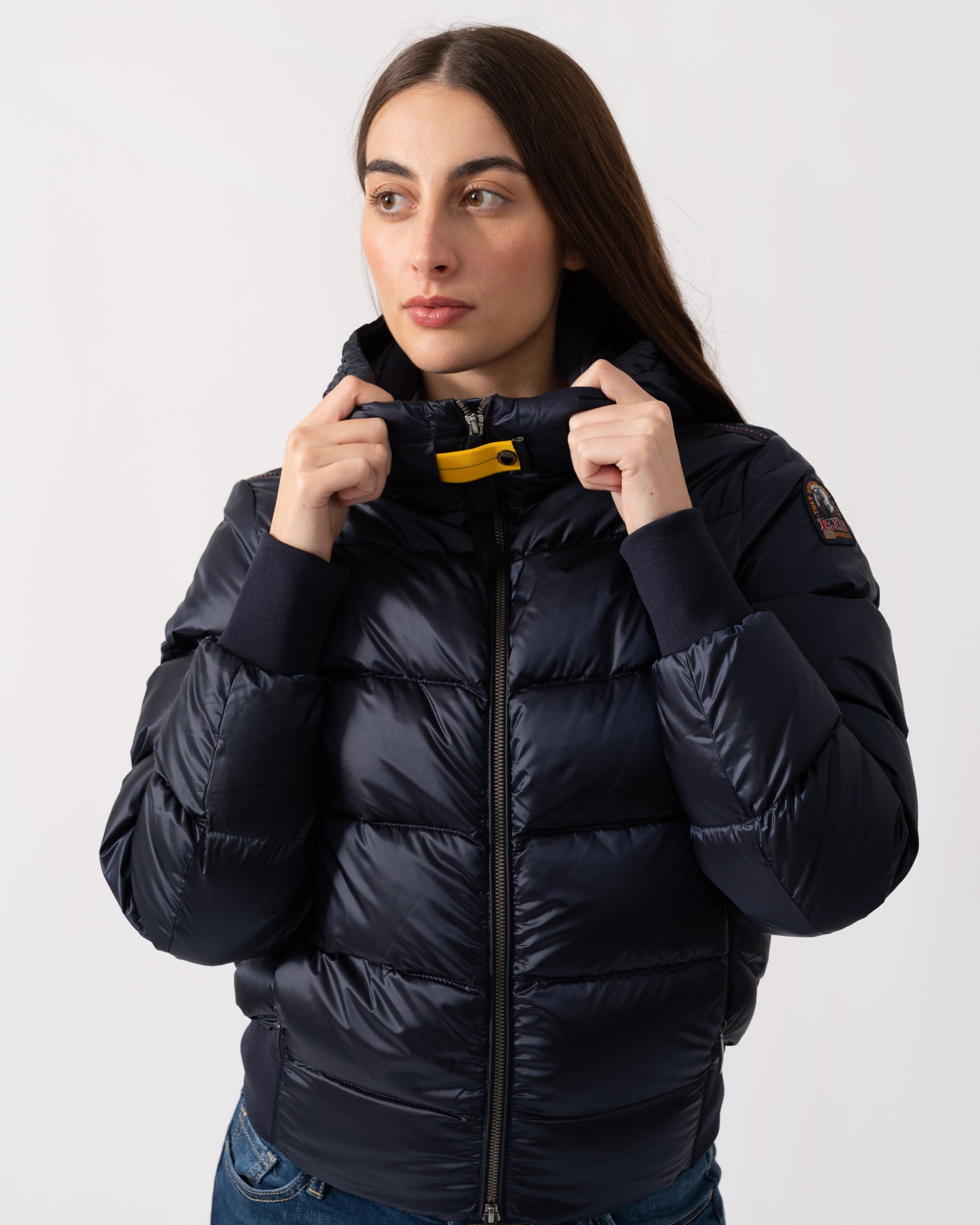 Parajumpers Mariah Womens Hooded Down Bomber - Blue Navy 316 - CHO - Designer Womens Bomber Jackets