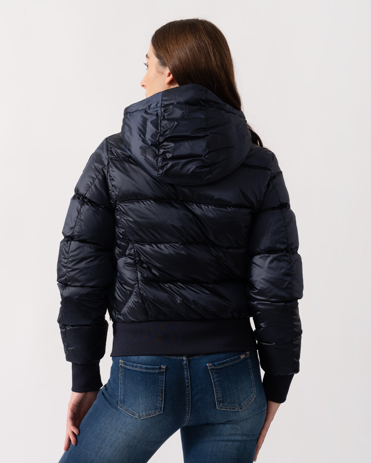 Parajumpers Mariah Womens Hooded Down Bomber - Blue Navy 316 - CHO - Designer Womens Bomber Jackets