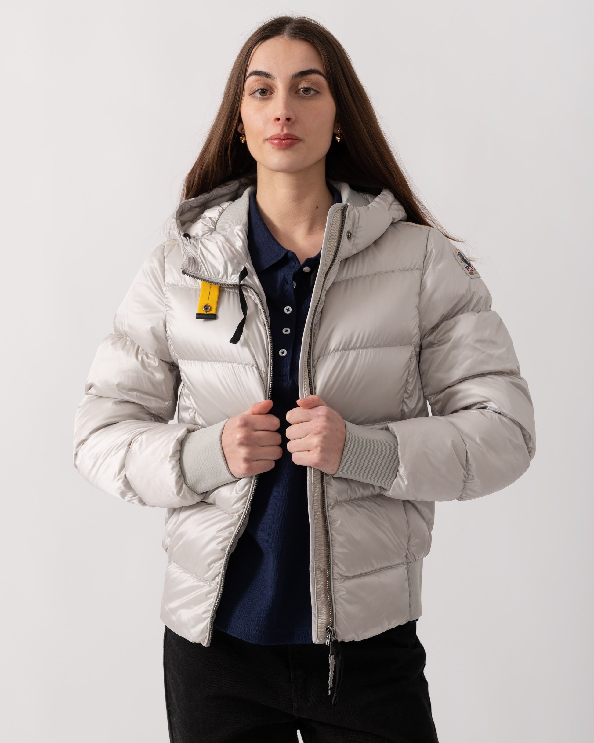 Parajumpers Mariah Womens Hooded Down Bomber - Silver-Grey 773 | CHO | Designer Womens Bomber Jackets