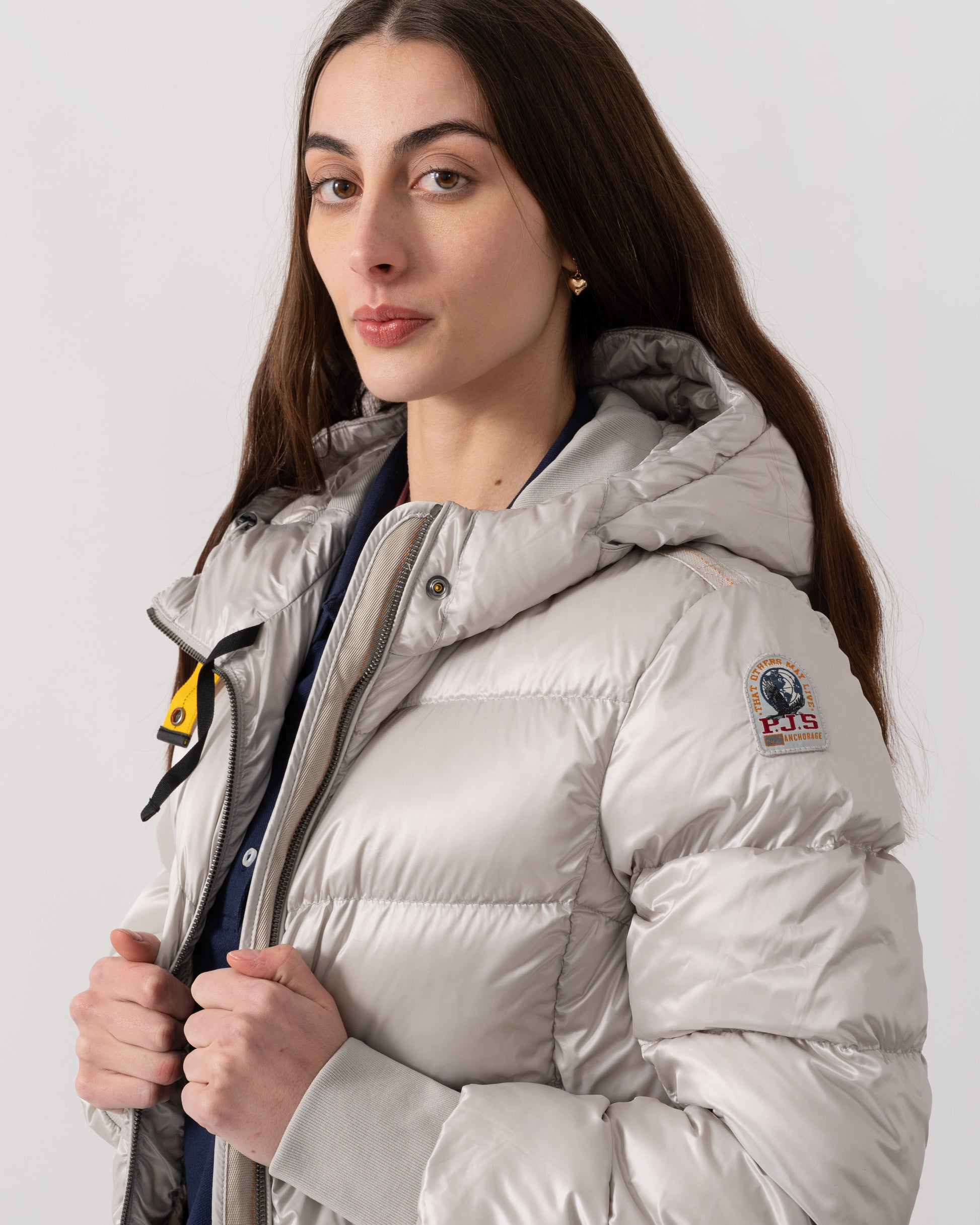 Parajumpers Mariah Womens Hooded Down Bomber - Silver-Grey 773 | CHO | Designer Womens Bomber Jackets