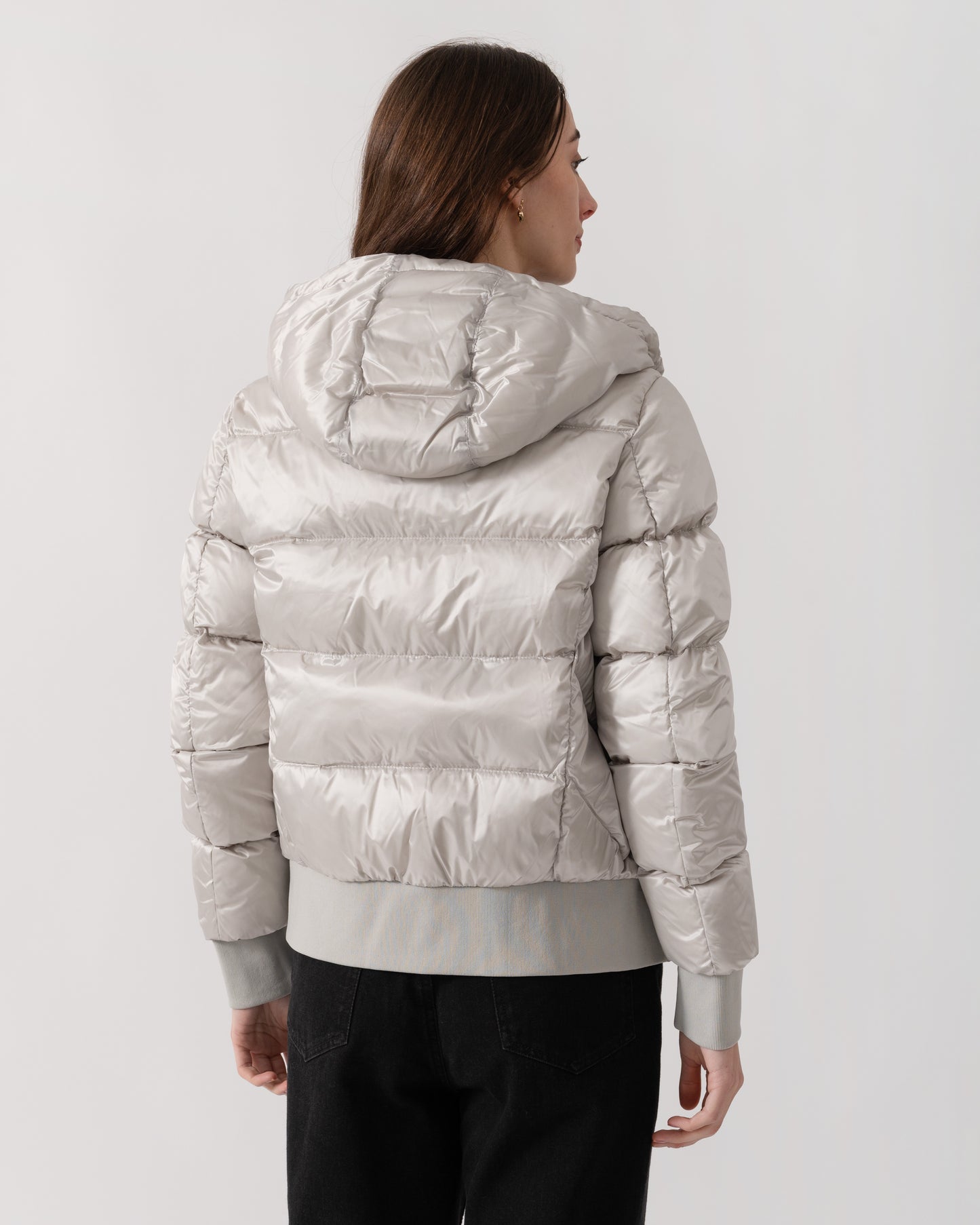 Parajumpers Mariah Womens Hooded Down Bomber - Silver-Grey 773 | CHO | Designer Womens Bomber Jackets