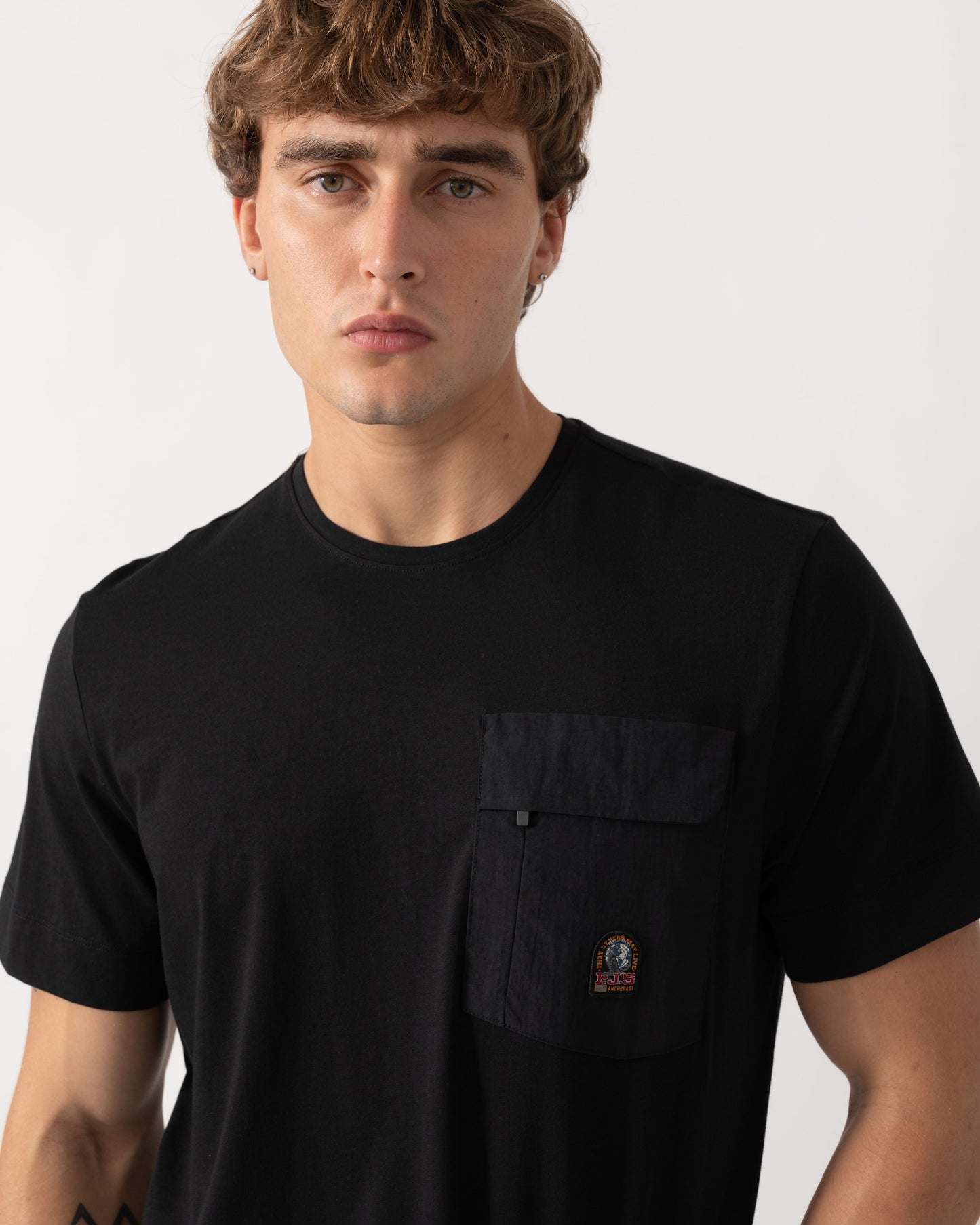 Close up of Parajumpers Mojave 2.0 Mens T-Shirt - Black 541