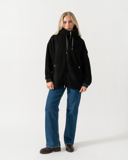 Model wearing the Parajumpers Noelle Womens Full Zip Sweatshirt - Black 541