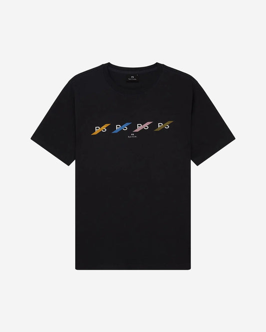 PS Paul Smith Mens Regular Fit PS Row Multi T-Shirt - 79 Black