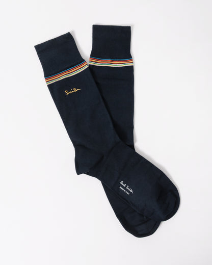 Paul Smith 3-Pack Mens Socks with Gold Signature Logo in navy