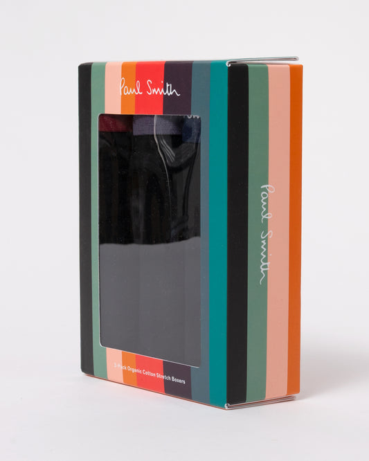 Paul Smith 3 - Pack Mens Trunks with Coloured Signature Logo Waistband - 79 Black | CHO | Designer Mens Underwear