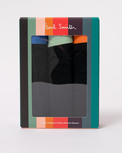 Paul Smith 3-Pack Mens Trunks with Mixed Colour Signature Logo Waistband - 79 Black