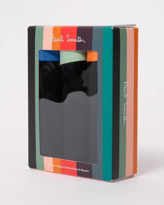 Paul Smith 3 - Pack Mens Trunks with Mixed Colour Signature Logo Waistband - 79 Black | CHO | Designer Mens Underwear