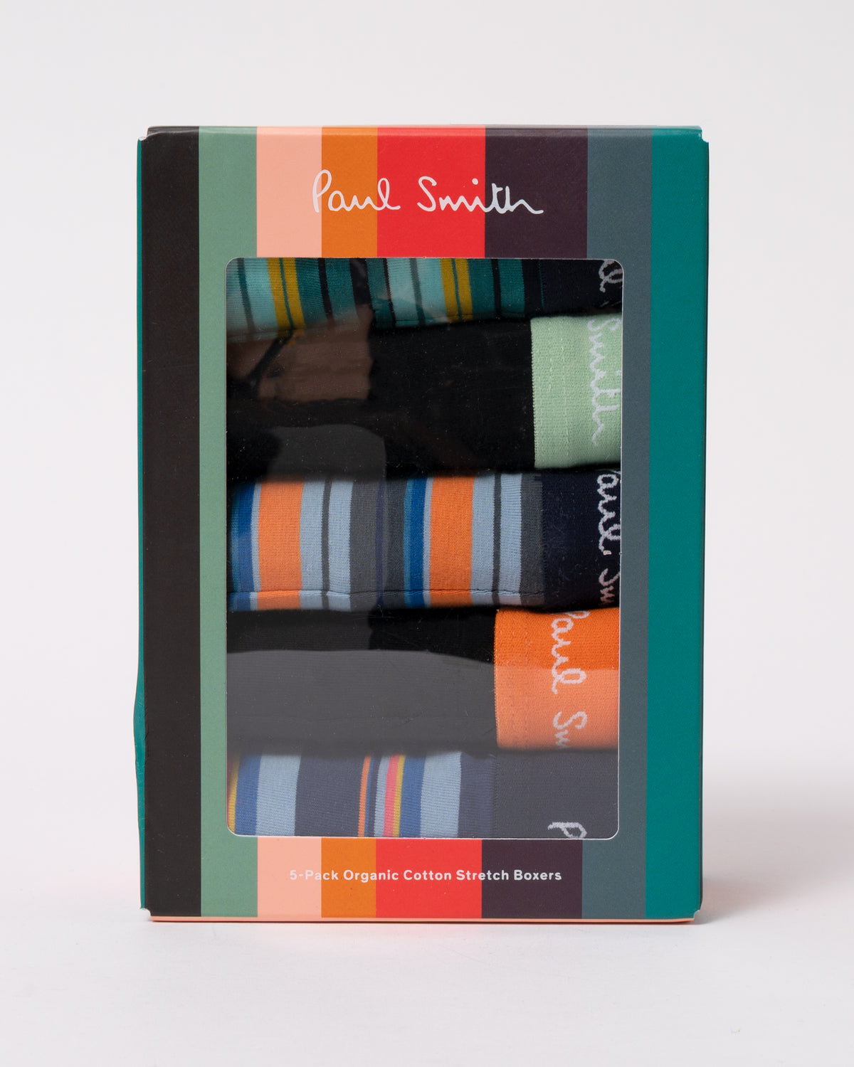Paul Smith 5-Pack Mens Striped/Plain Trunks with Signature Logo Waistband - 1A Mixed Plate 1