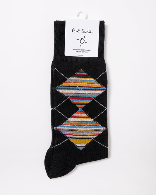 Paul Smith Mens Argyle Socks in 79 Black