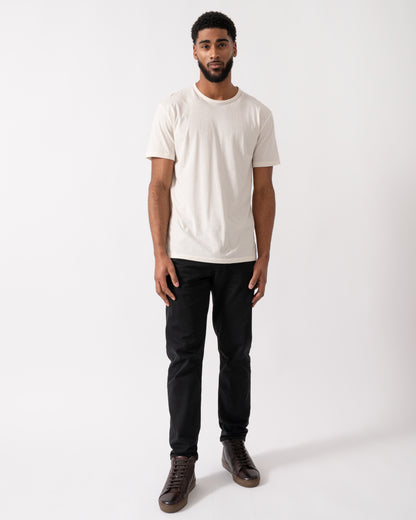 full length shot of a model wearing a Paul Smith Mens Crew Neck Lounge T-Shirt in Off White