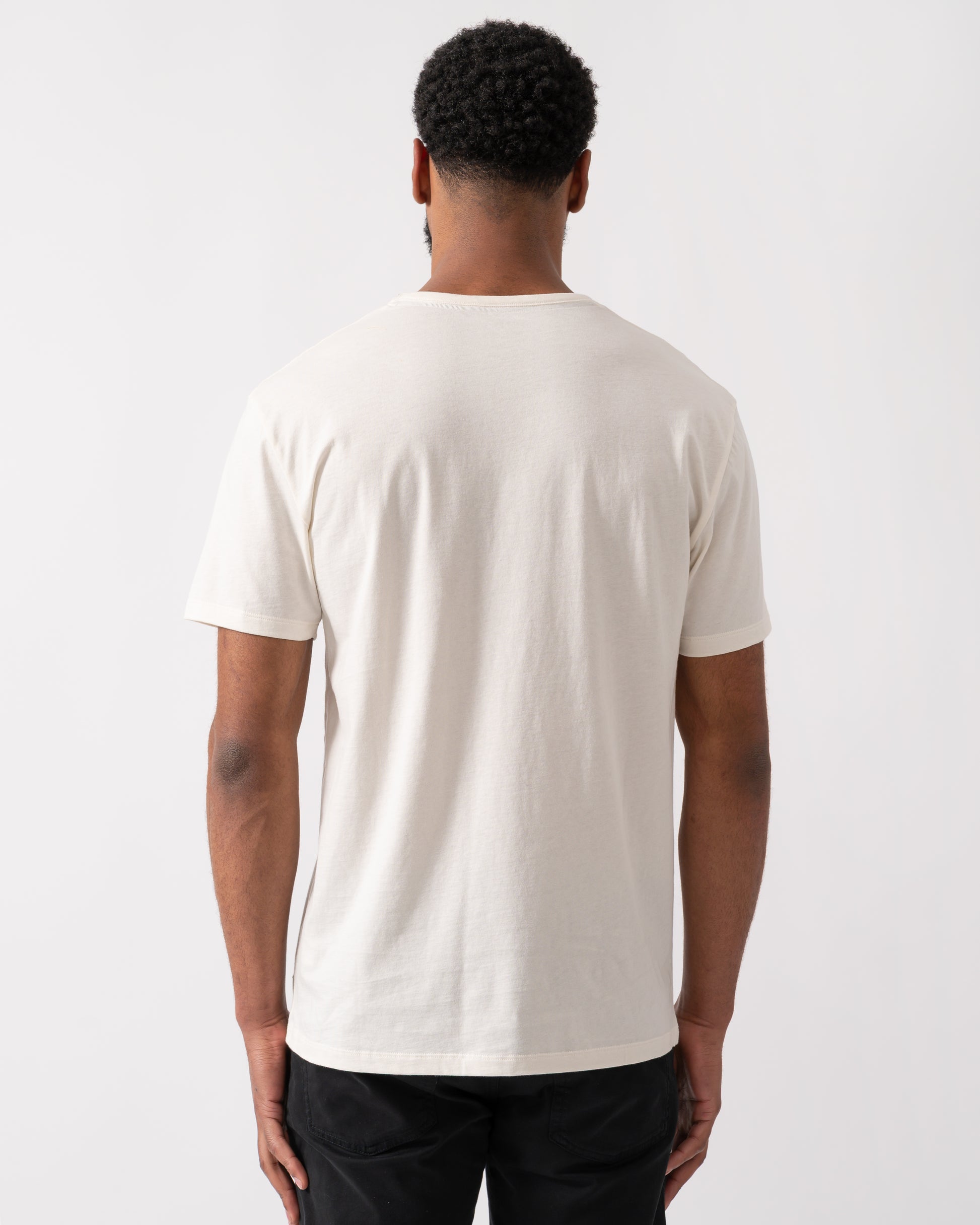 back sht of a model wearing a Paul Smith Mens Crew Neck Lounge T-Shirt in Off White