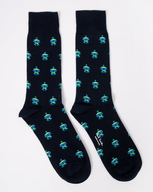 Paul Smith Mens Robot Socks in 49 Very Dark Navy