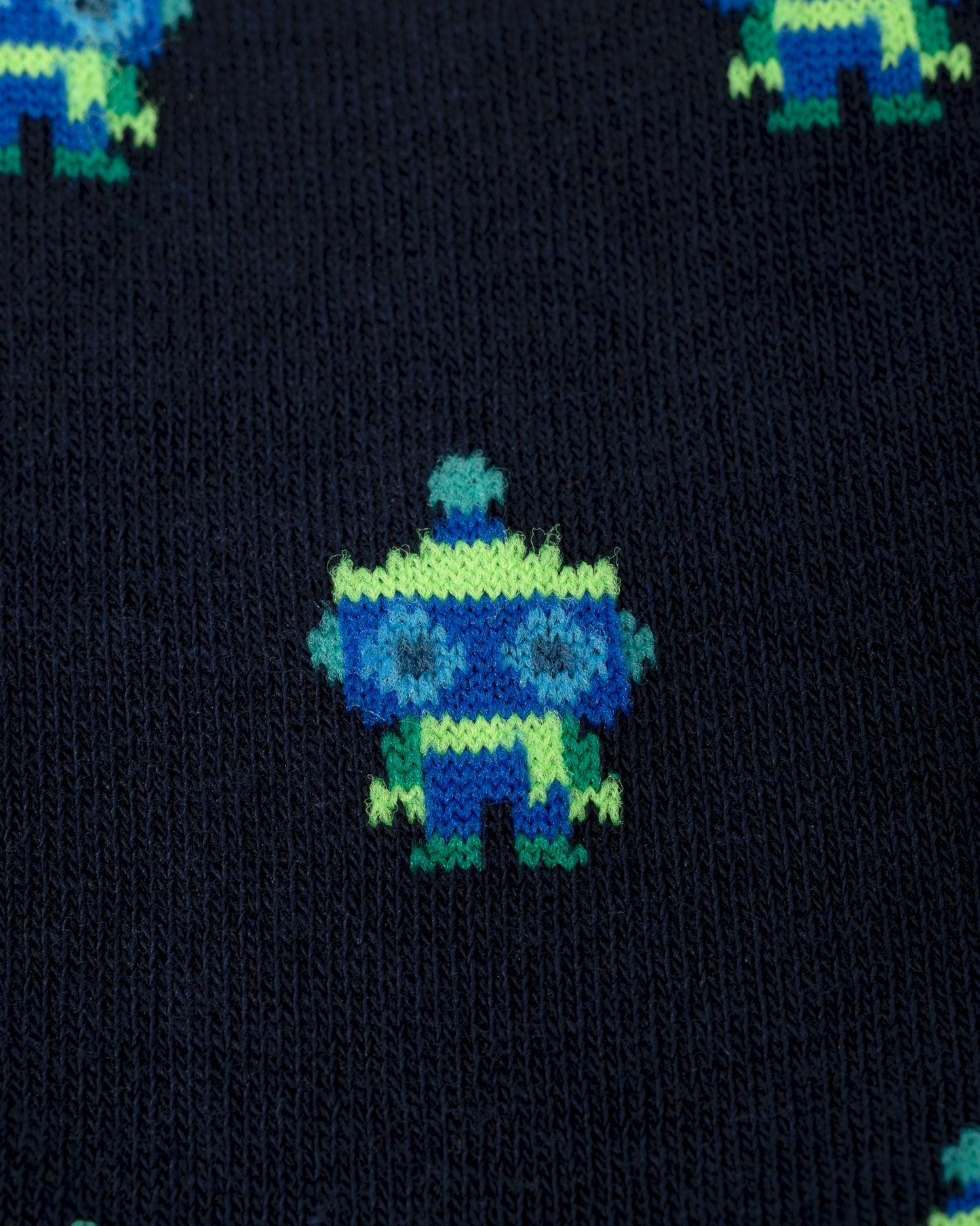 close up of Paul Smith Mens Robot Socks in 49 Very Dark Navy