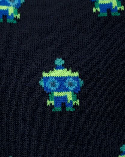 close up of Paul Smith Mens Robot Socks in 49 Very Dark Navy