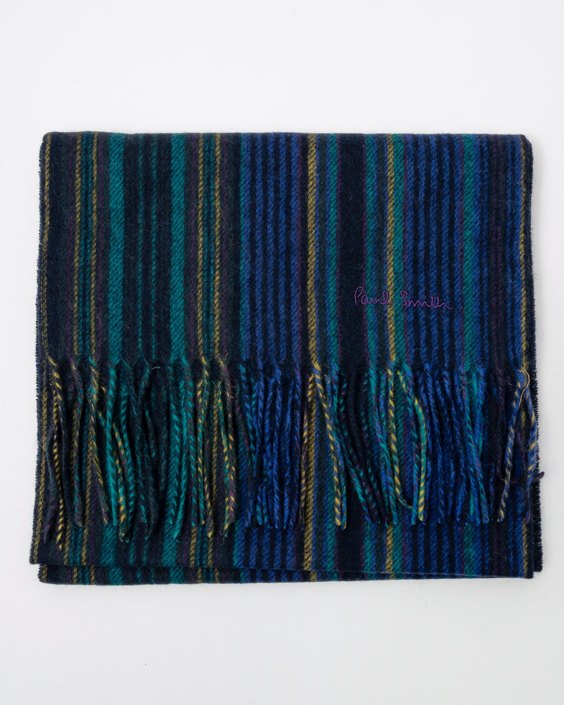 Paul Smith Mens Trent Stripe Scarf - 47 Navy - CHO - Designer Mens Scarf