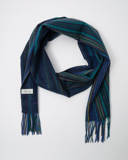 Paul Smith Mens Trent Stripe Scarf - 47 Navy - CHO - Designer Mens Scarf