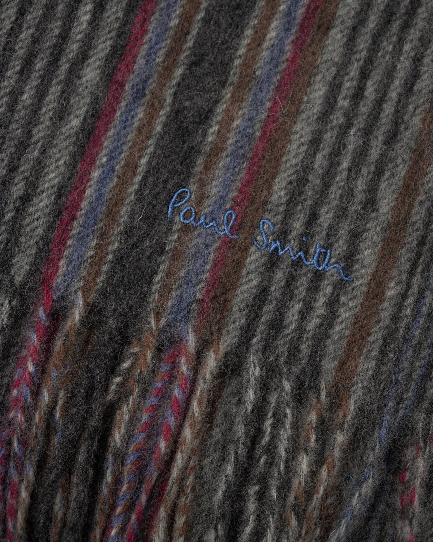 Paul Smith Mens Trent Stripe Scarf - 76 Slate - CHO - Designer Mens Scarf