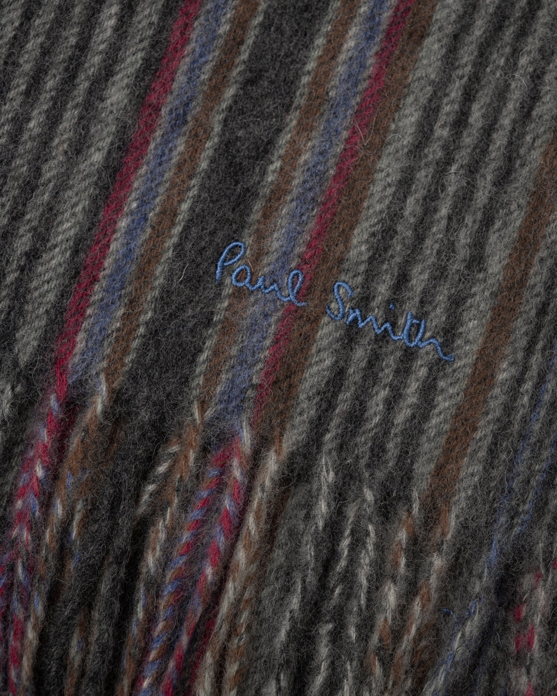 Paul Smith Mens Trent Stripe Scarf - 76 Slate - CHO - Designer Mens Scarf