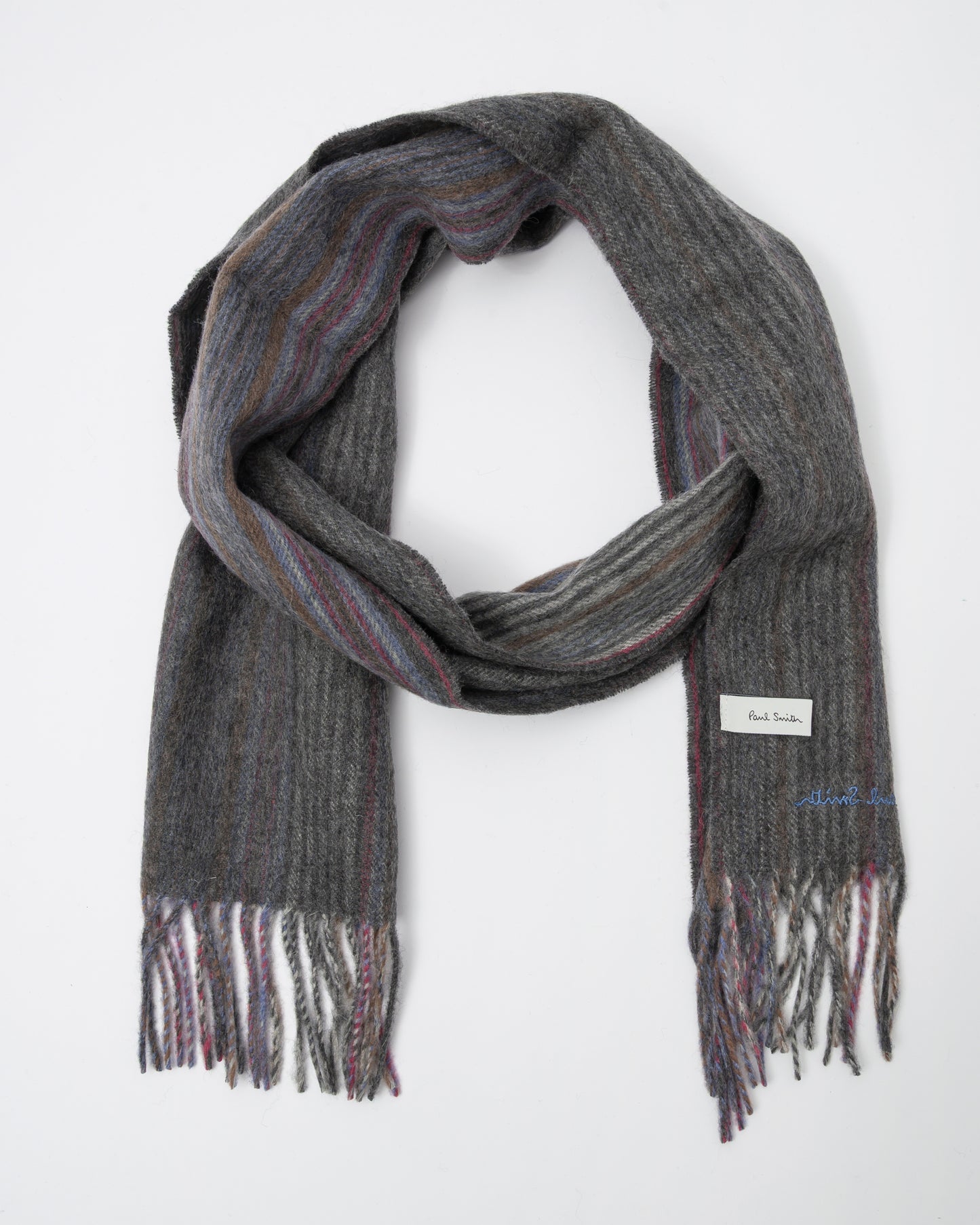 Paul Smith Mens Trent Stripe Scarf - 76 Slate - CHO - Designer Mens Scarf
