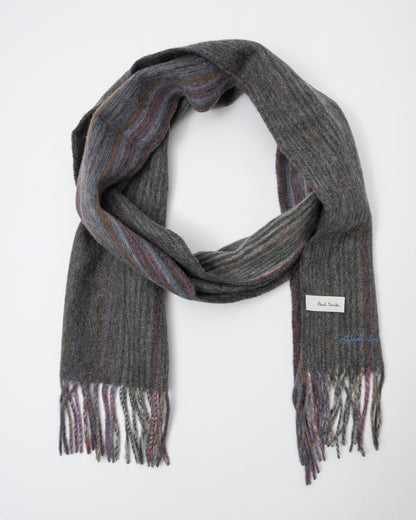 Paul Smith Mens Trent Stripe Scarf - 76 Slate - CHO - Designer Mens Scarf