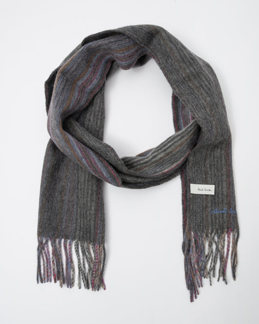 Paul Smith Mens Trent Stripe Scarf - 76 Slate - CHO - Designer Mens Scarf