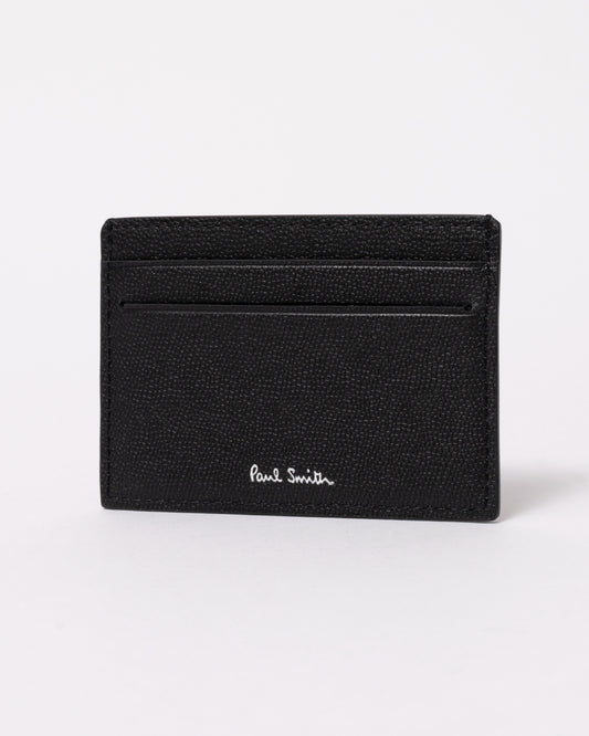 studio photograph showing a Paul Smith Mens Zebra Badge Card Holder in 79 Black