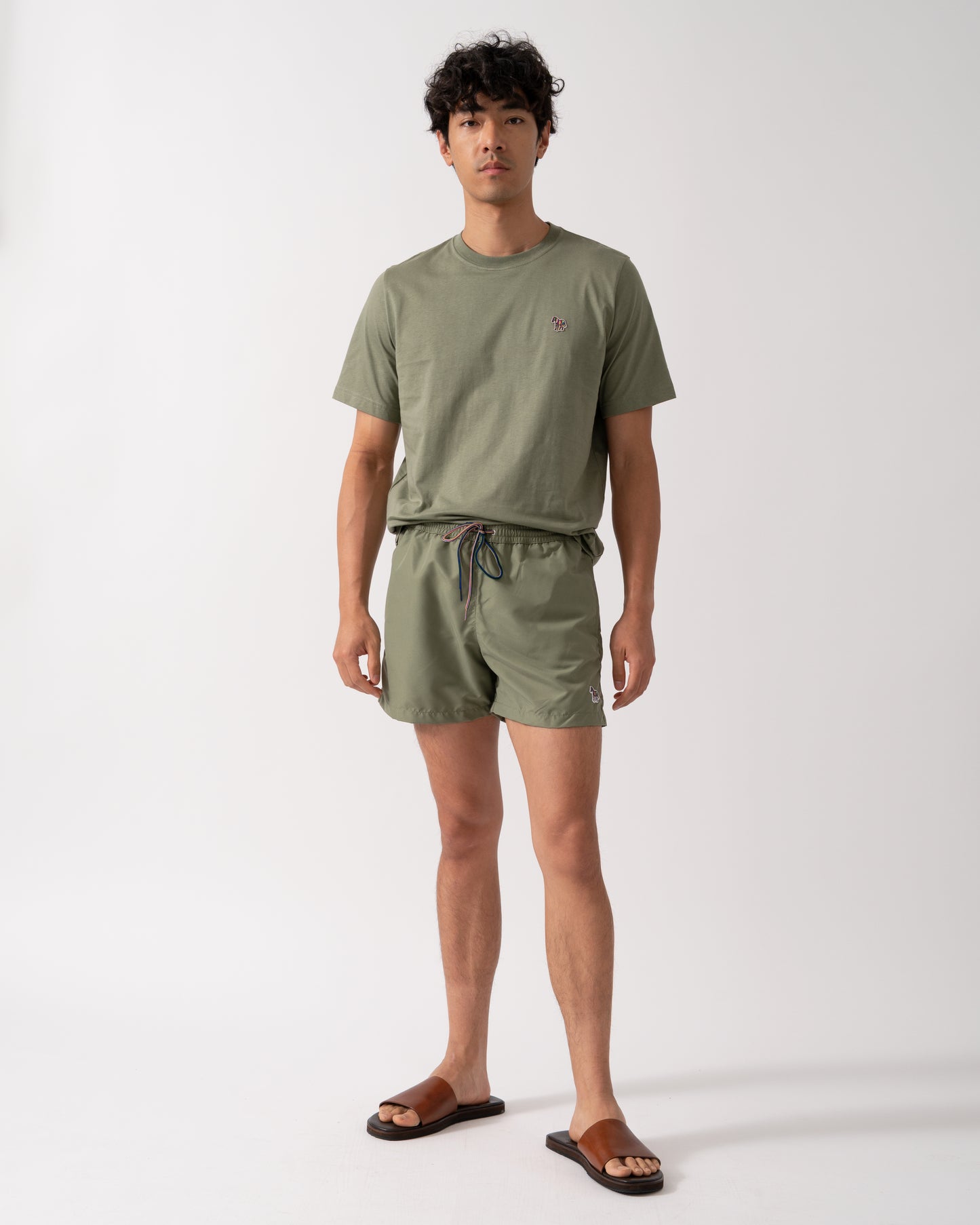 Paul Smith Mens Zebra Logo Swim Shorts - 34 Light Greyish Green