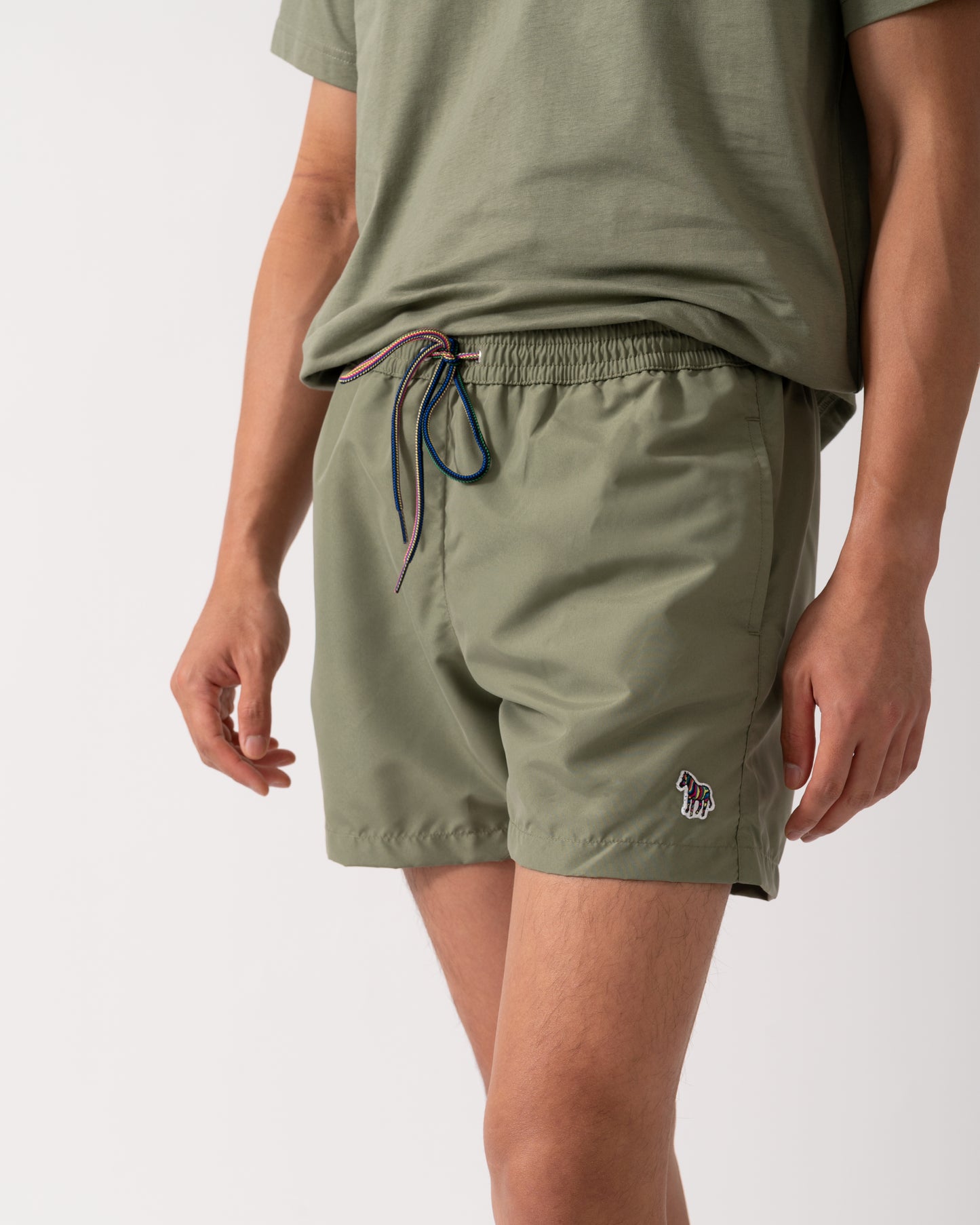 Paul Smith Mens Zebra Logo Swim Shorts - 34 Light Greyish Green