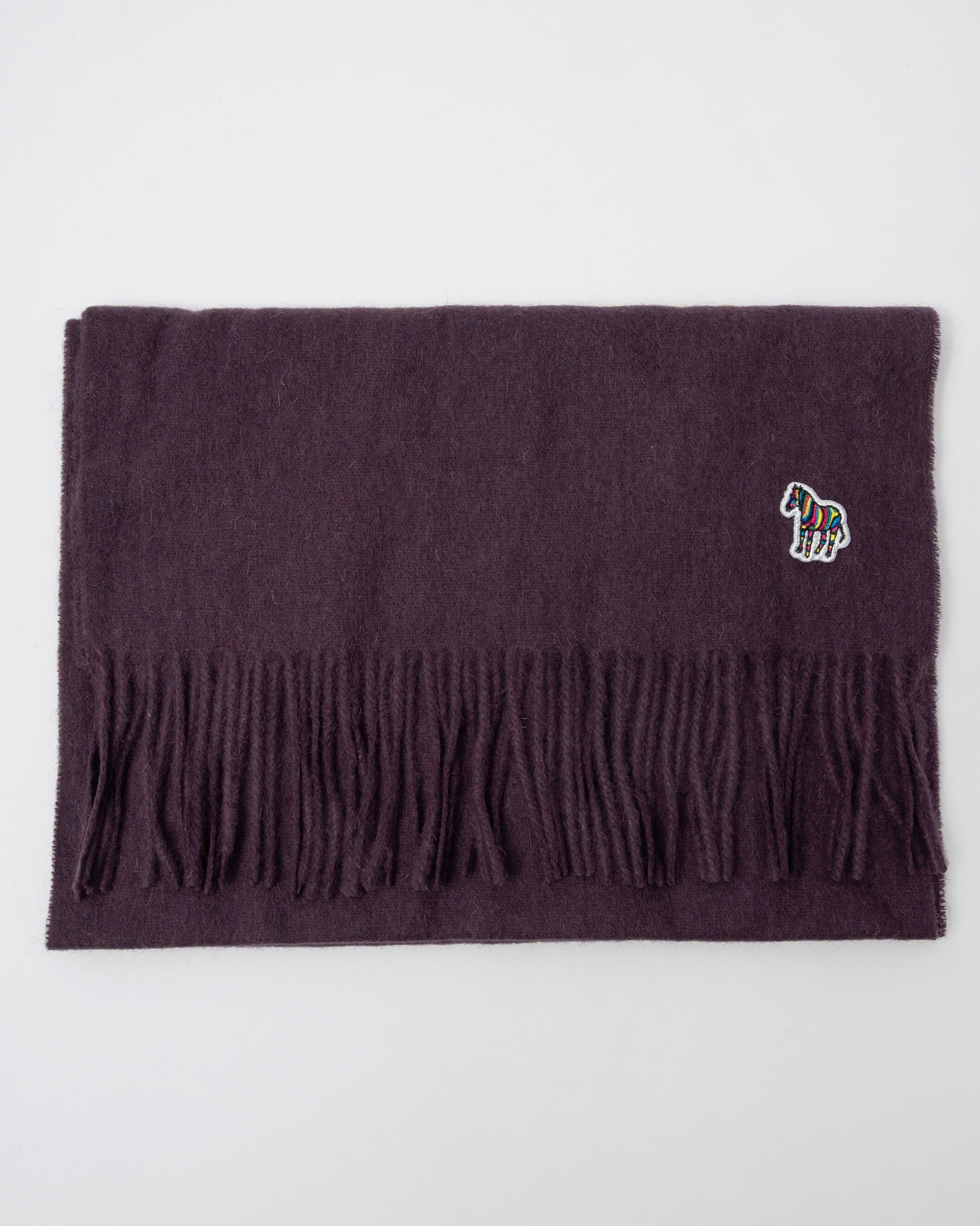 Paul Smith Mens Zebra Scarf - 29 Very Dark Red - CHO - Designer Mens Scarf