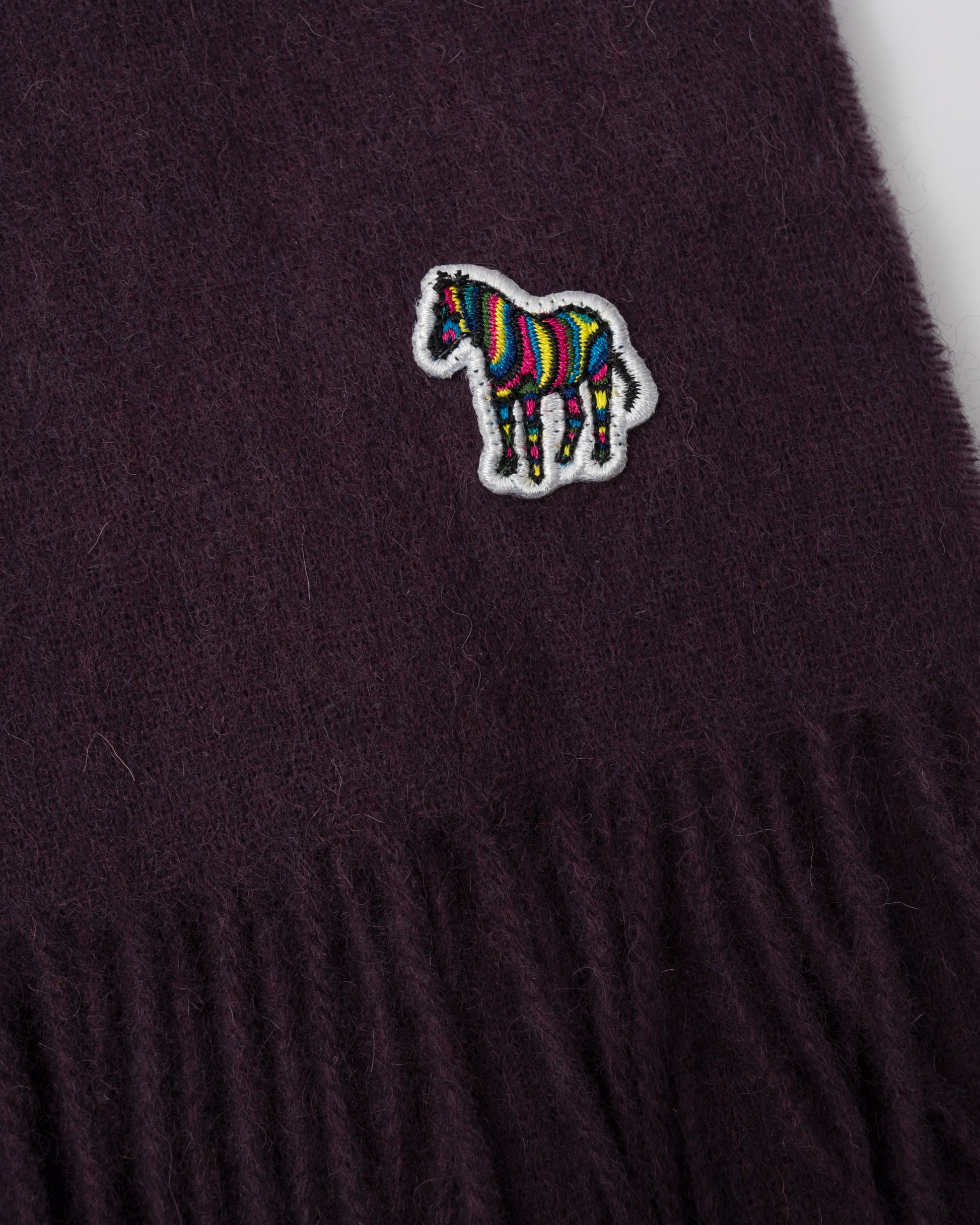 Paul Smith Mens Zebra Scarf - 29 Very Dark Red - CHO - Designer Mens Scarf