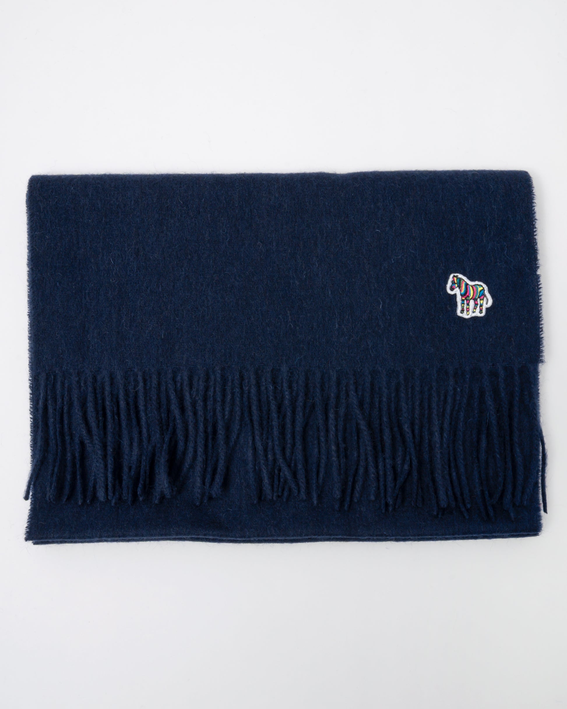 Paul Smith Mens Zebra Scarf - 47 Navy - CHO - Designer Mens Scarf