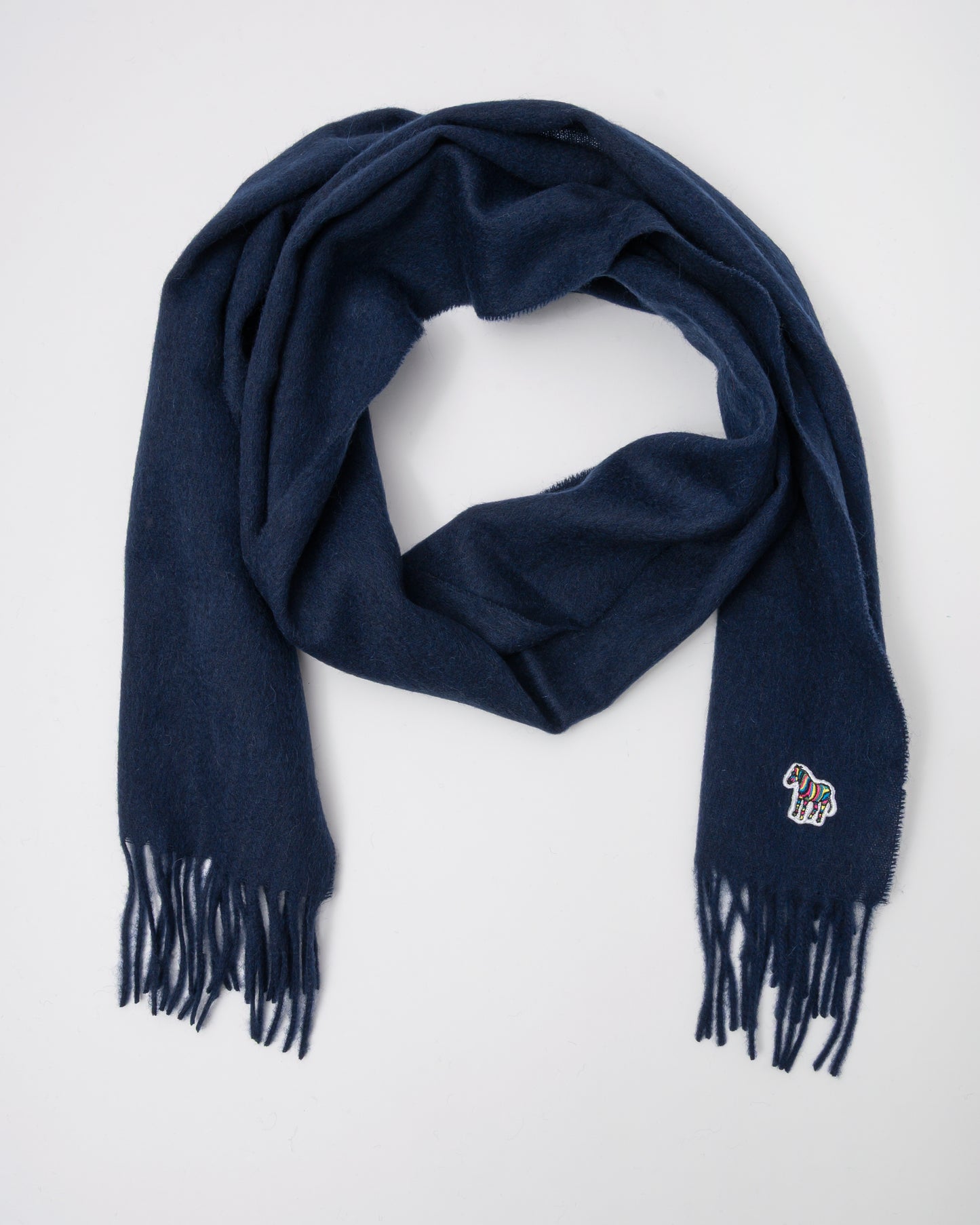Paul Smith Mens Zebra Scarf - 47 Navy - CHO - Designer Mens Scarf