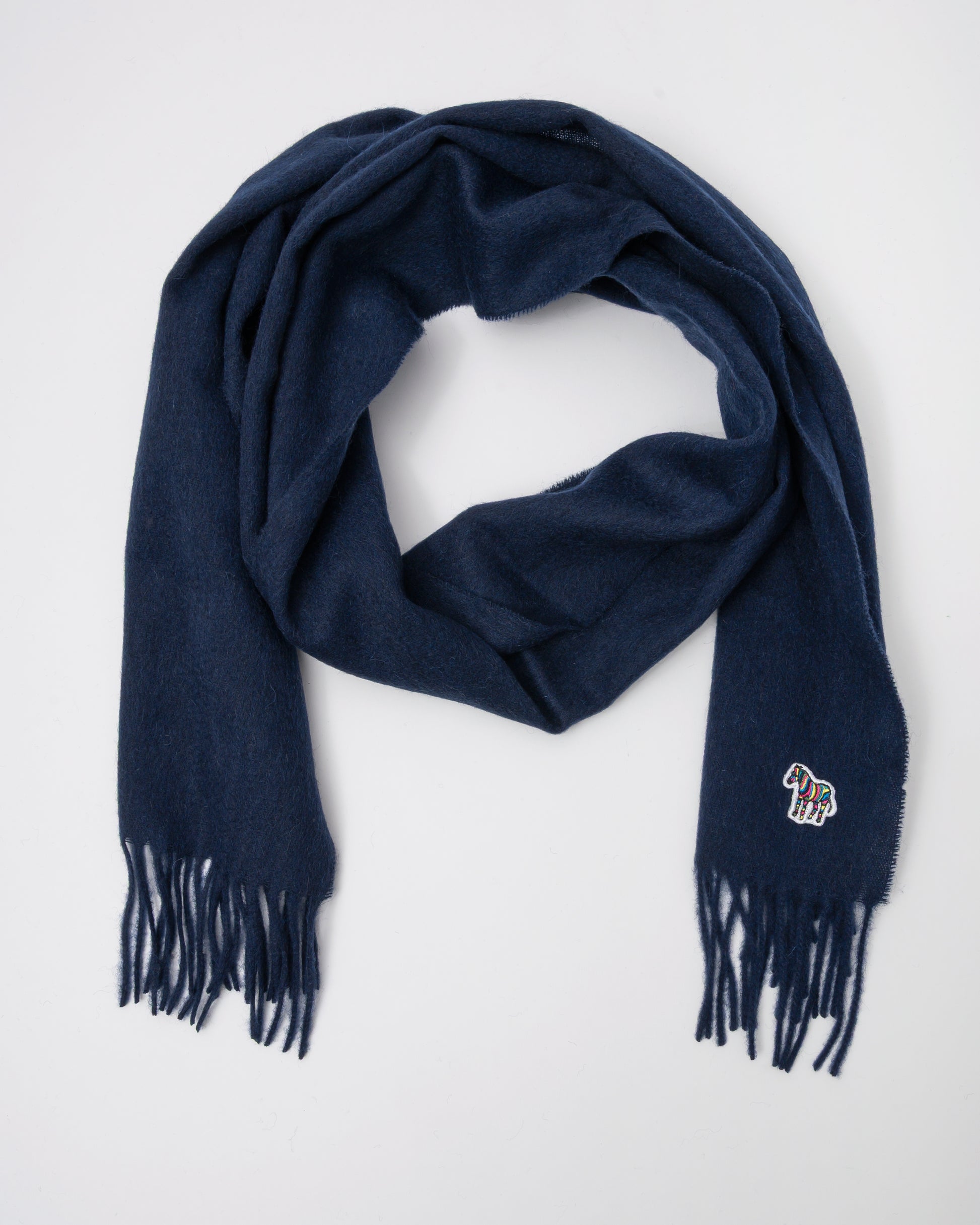 Paul Smith Mens Zebra Scarf - 47 Navy - CHO - Designer Mens Scarf