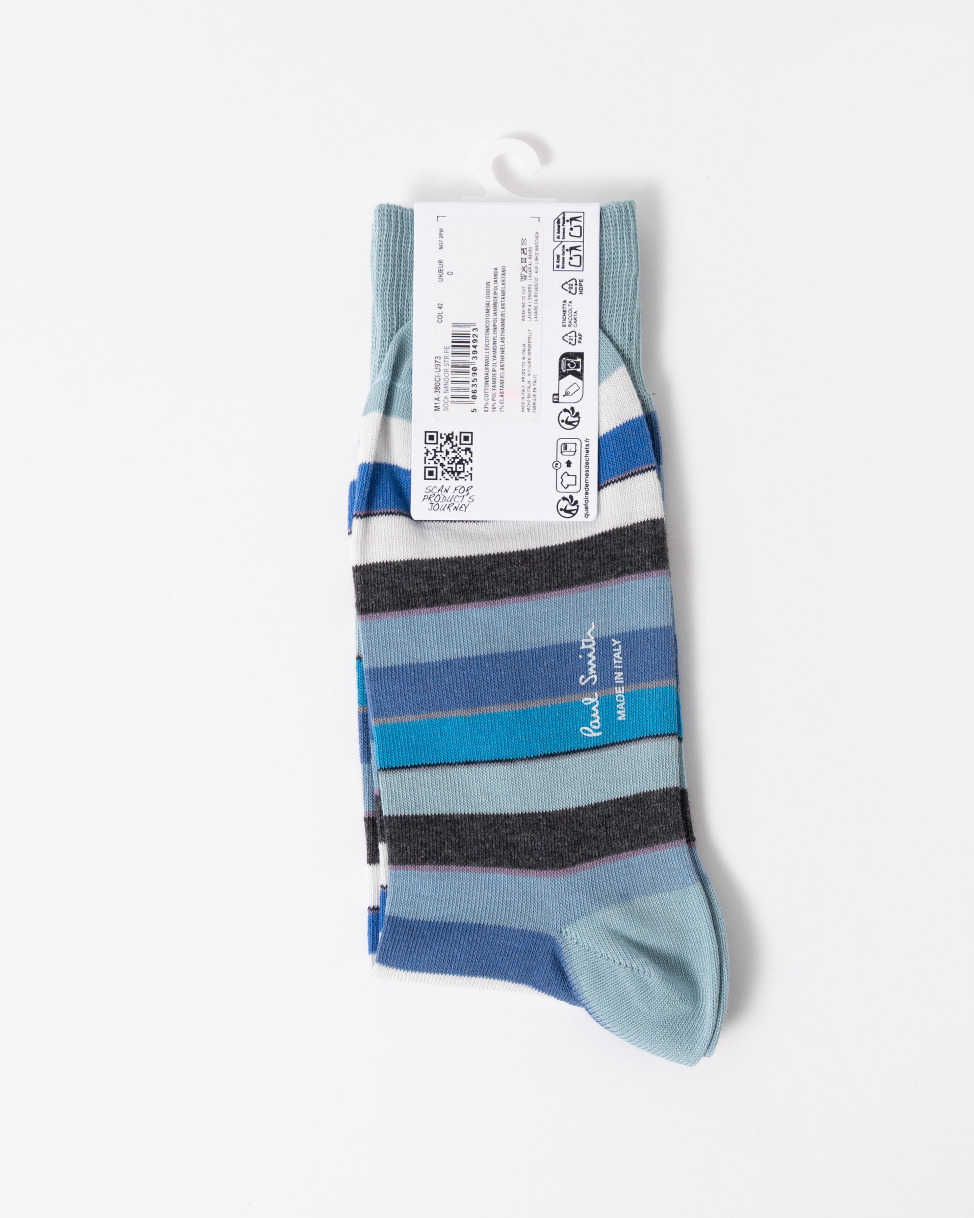 Paul Smith Nandor Stripe Mens Socks in 42 Blue