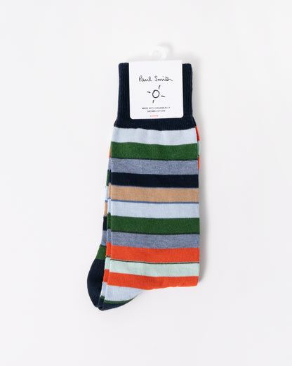 Paul Smith Nandor Stripe Mens Socks in 47 Blue front