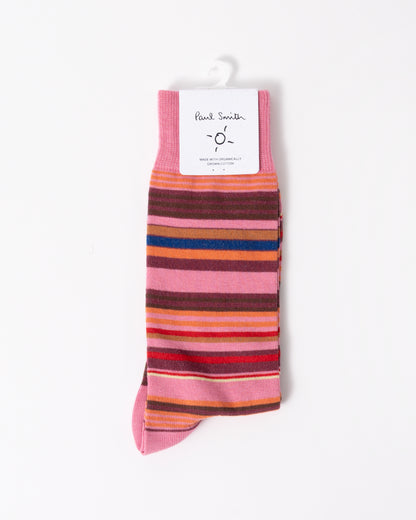 front of Paul Smith Niam Stripe Mens Socks in 20 Light Pink