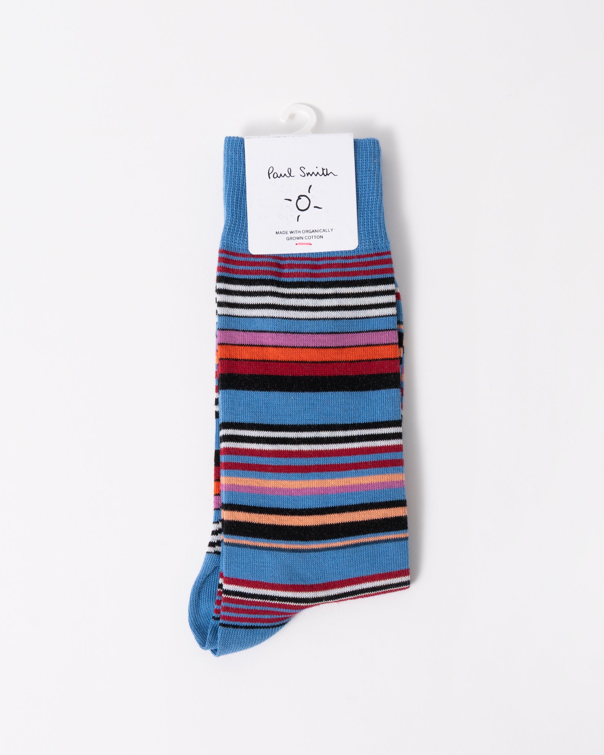 front of Paul Smith Niam Stripe Mens Socks in 42 Blue