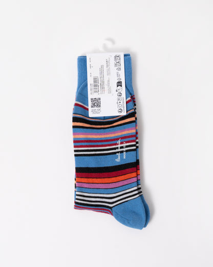 back of Paul Smith Niam Stripe Mens Socks in 42 Blue