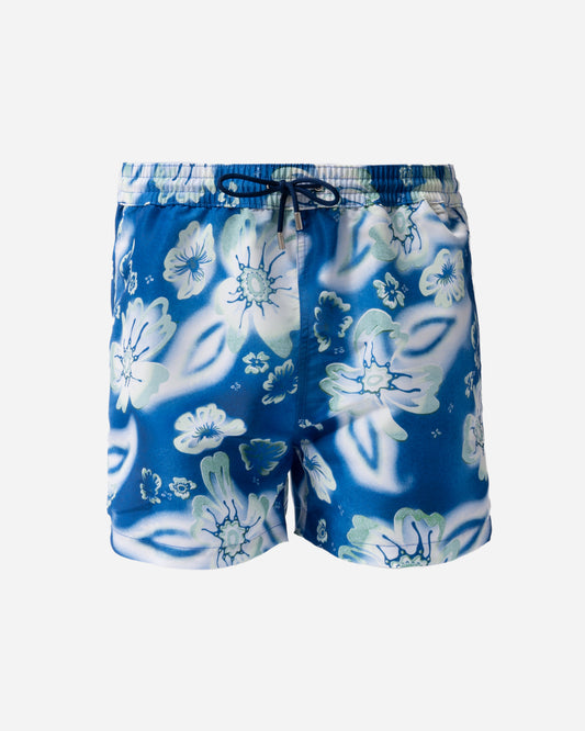 front of Paul Smith Riso Floral Mens Swimshorts in 45 Blue