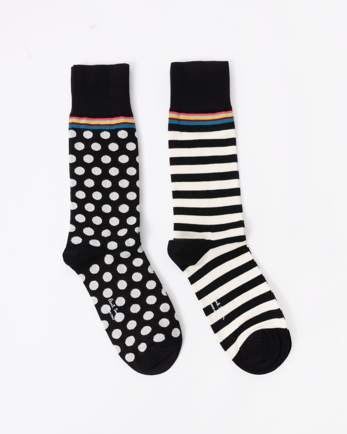 Paul Smith Mens 2-Pack Polka Dot & Stripe Socks flat lay