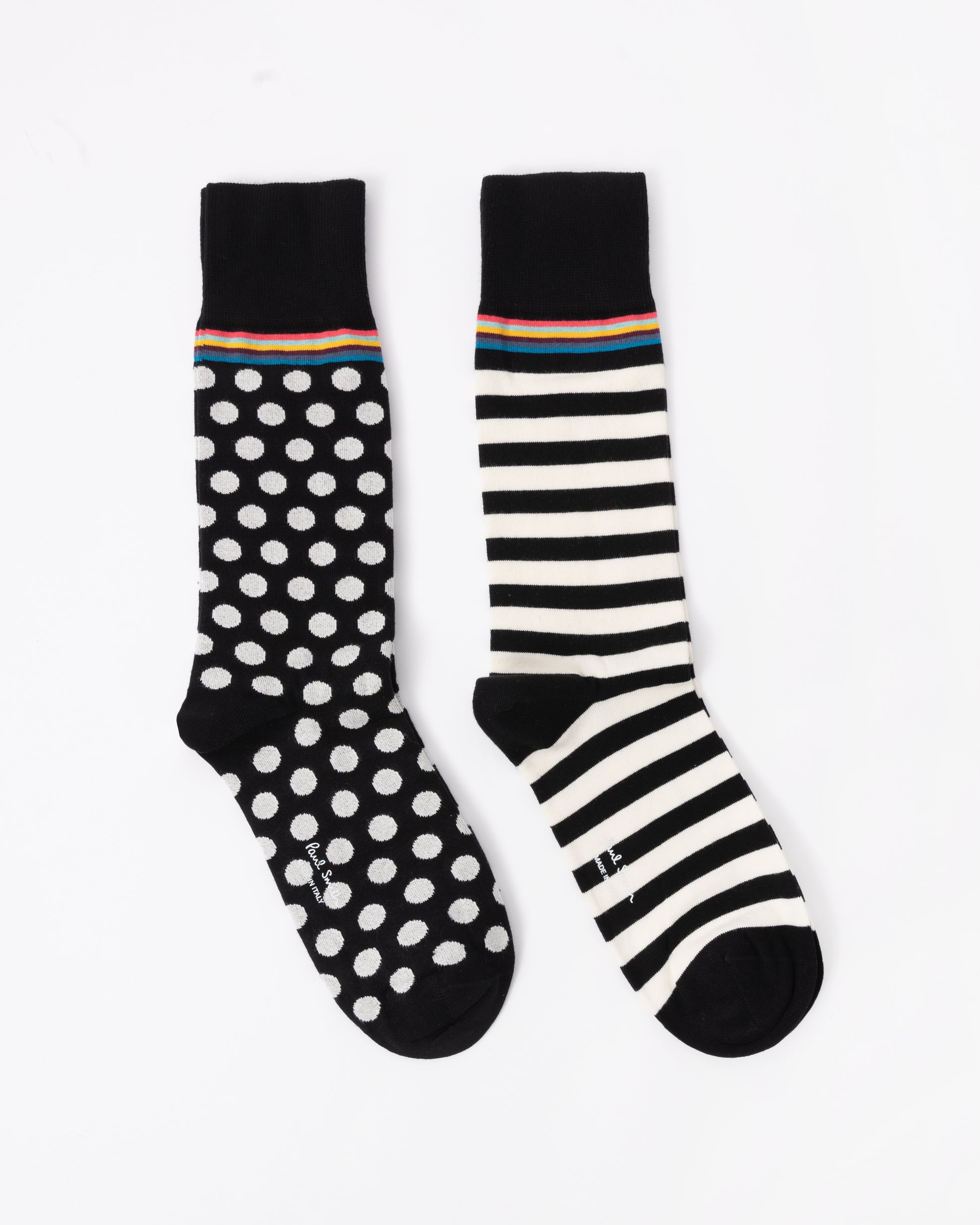 Paul Smith Mens 2-Pack Polka Dot & Stripe Socks flat lay