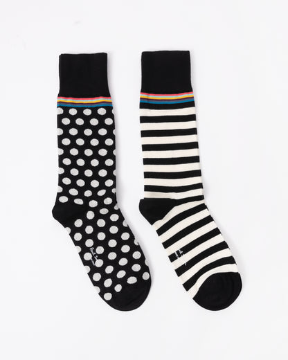 Paul Smith Mens 2-Pack Polka Dot & Stripe Socks flat lay