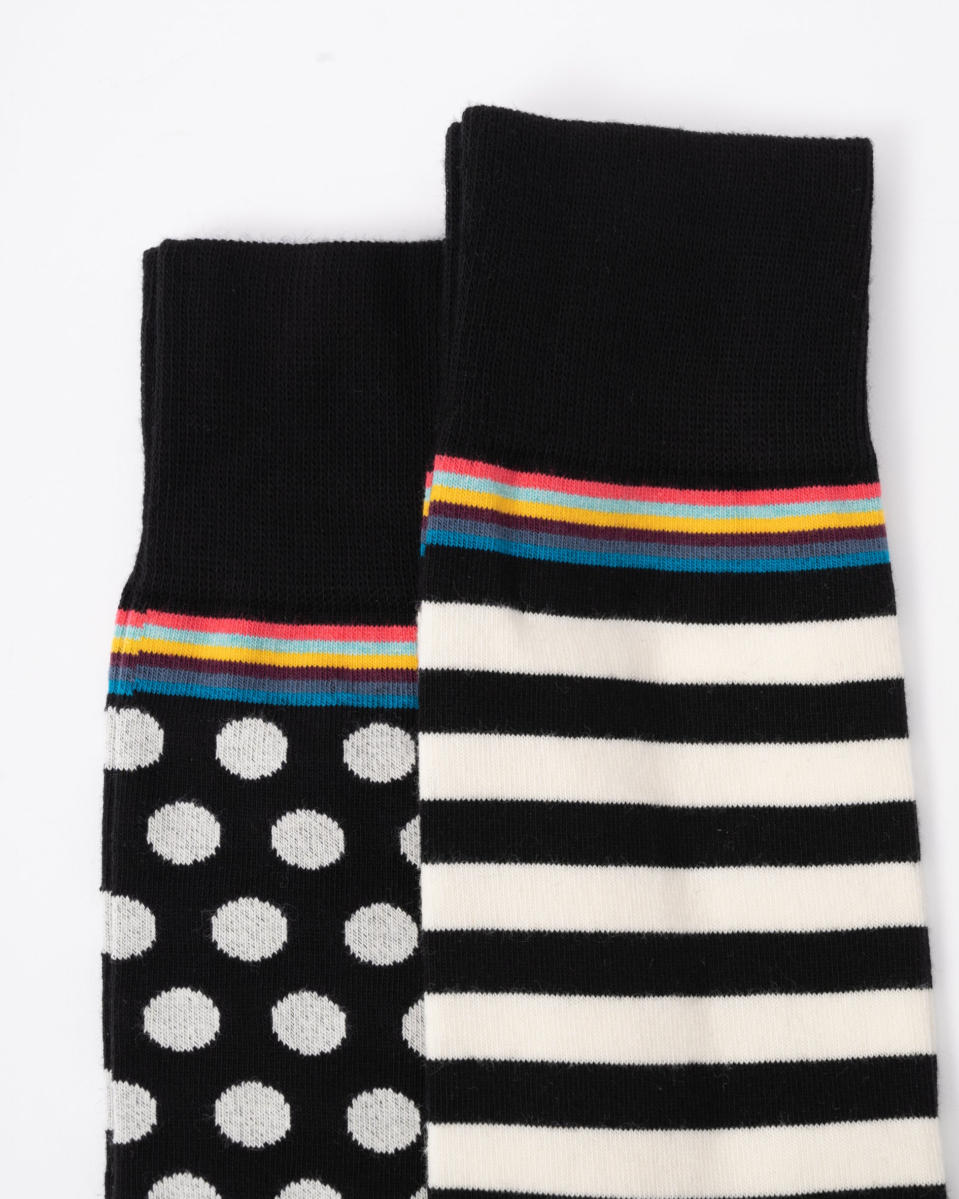 Paul Smith Mens 2-Pack Polka Dot & Stripe Socks cuff close up