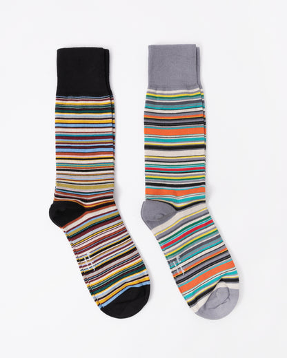 Paul Smith 2 Pack Mens Signature Stripe Socks flat lay
