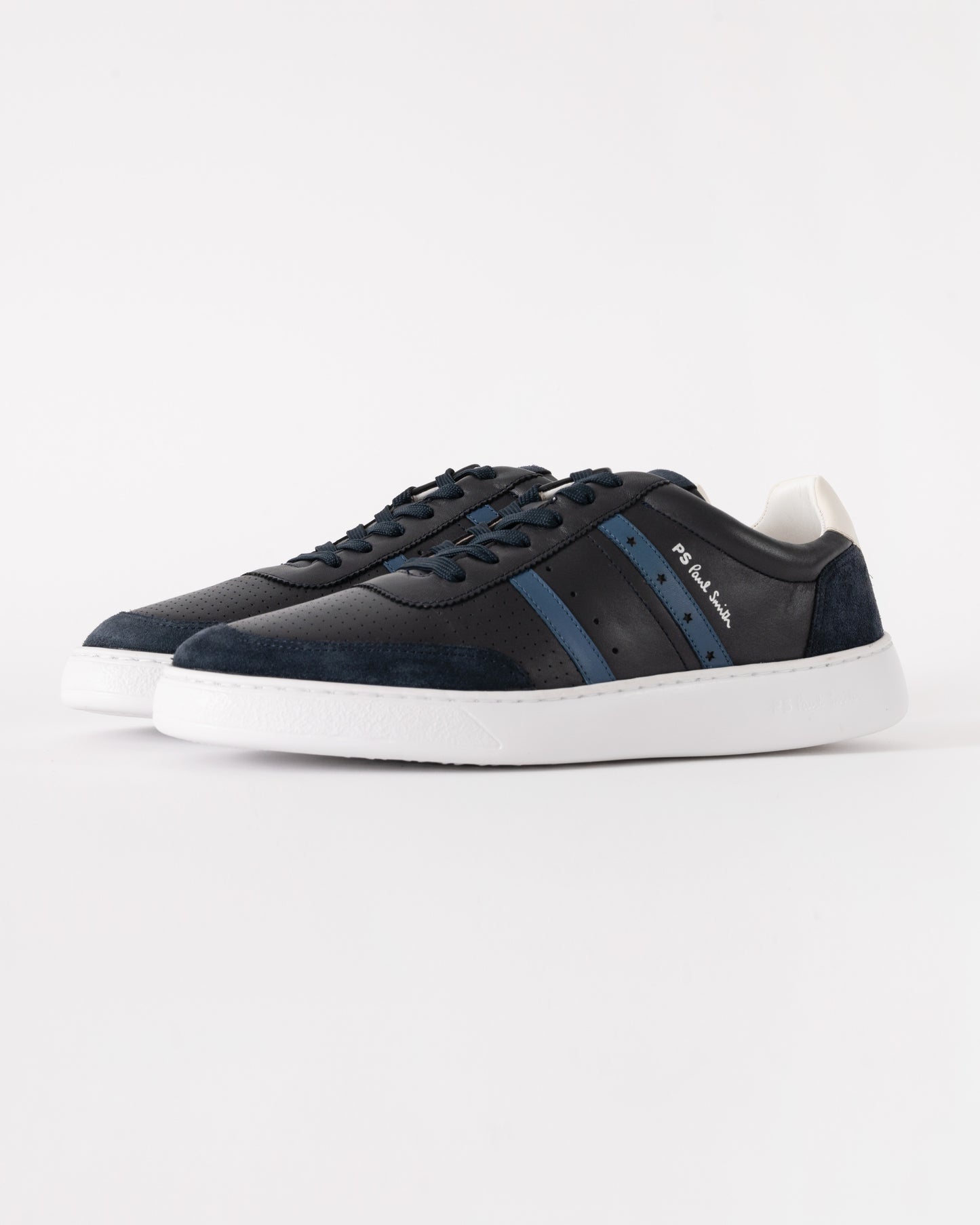 Paul Smith Birch Mens Leather Trainers in 47 Navy